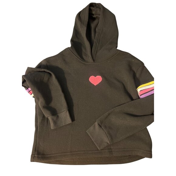 Lucky You Girls 2 Piece Sweat Suit Hoodie Sweatpants Stripes Heart Sz M 10 NWT - Picture 2 of 6